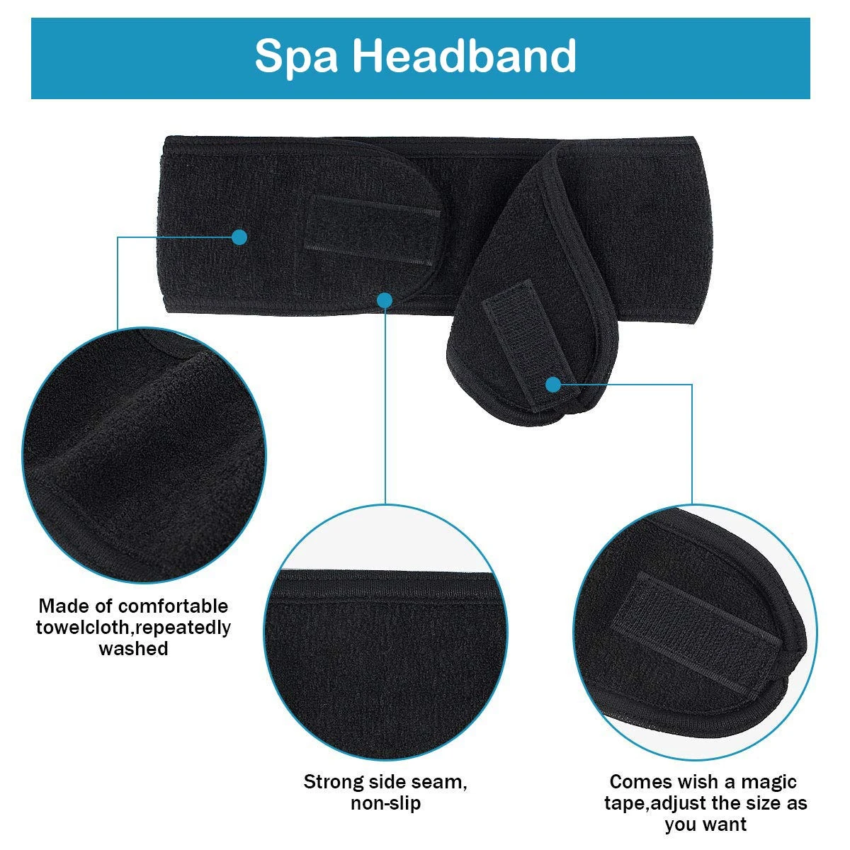 Amazon Top 100 Seller Ant Terry Cloth Face Wash Spa Sport Head Bands,Facial Spa Makeup Sport hair band Hairband