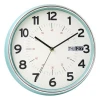 analog wall clock with digital day and date