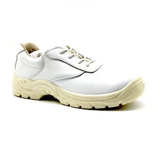 Anti slip White Nursing medical shoes with lacing ,white safety shoes with microfibre leather and steel toe cap  RS145
