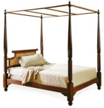 Antique Carved Wooden Teak Wood Colonial Style Bed English Bed Four Poster Bed