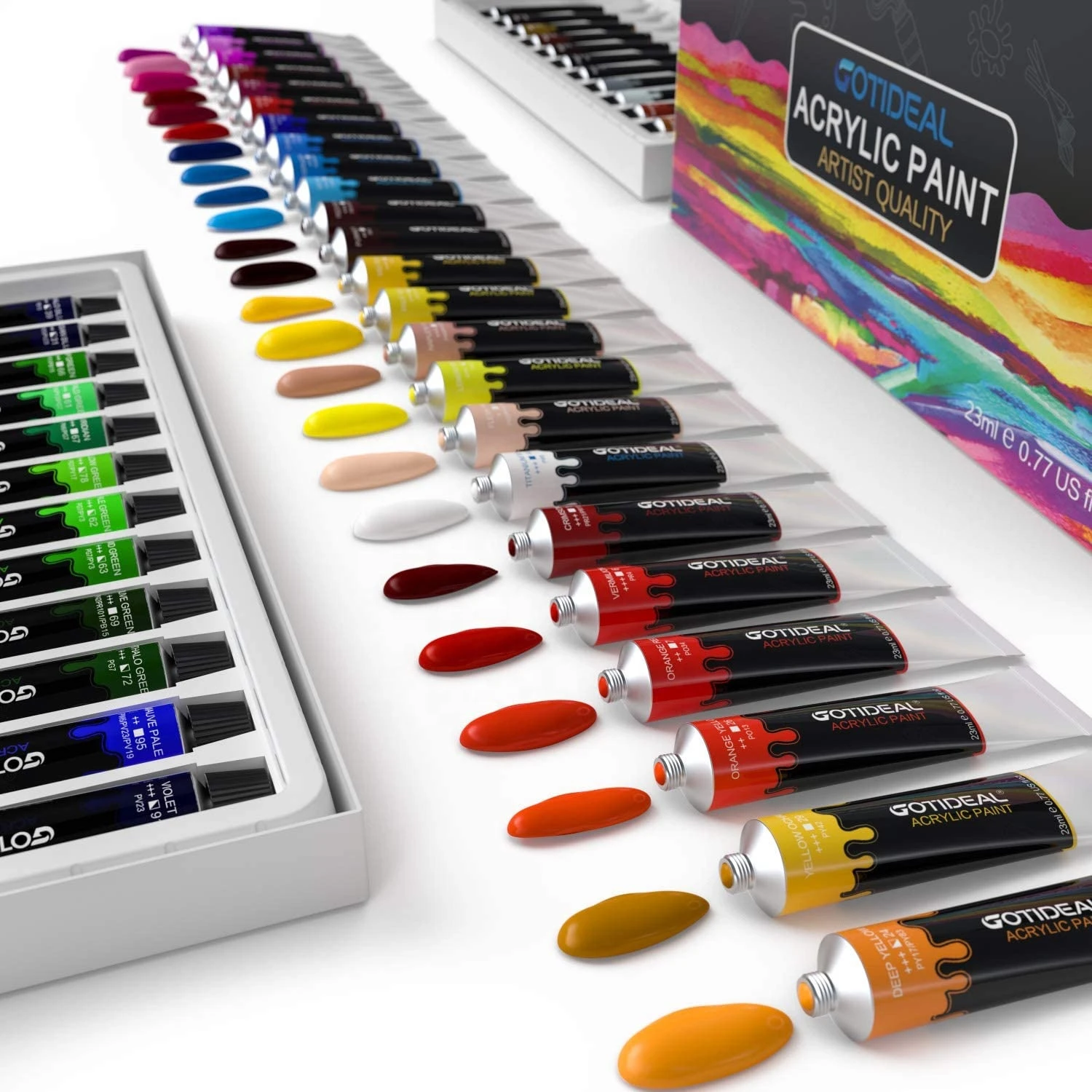 Art Supplies Acrylic Paint Set, 48 Vibrant Colors with Large 22 Ml/0.74 Oz Tubes Set for Artist Kids Idea for Canvas Painting