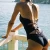 Import Atlantic Beach French Style Bandage Backless Halter Retro Women One Piece Swimwear For Holiday Sexy Silk Swimsuit from China