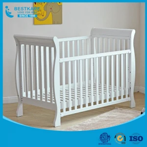 baby Convertible wooden sleigh bed durable baby cot infant toddler bed