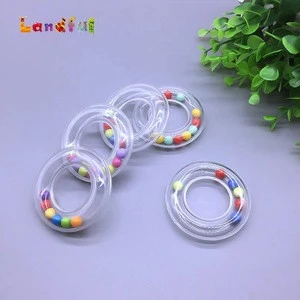 Baby Plastic Rattle Ring in Clear Colorful Beans Insert Craft Toy Rattle Ring Baby Plastic Rattle Toys