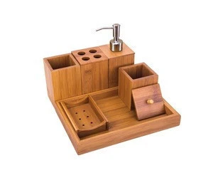 Bamboo Bathroom Accessory Set for home and hotel