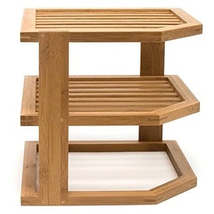 Bamboo Wood 3-Tier Corner Kitchen Storage Shelf