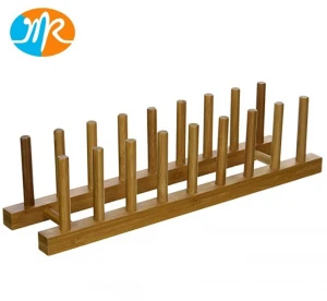 Bamboo Wood Plate Rack and Pot Lid Holder