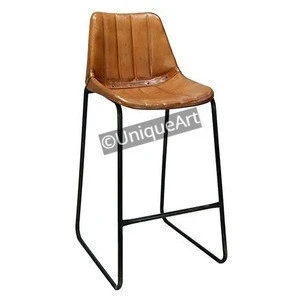 Bar chair stool European style vintage bar stool chair with high backrest  Industrial restaurant cafe bar leather chair stool