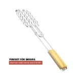 BBQ Grilling Hotdog Basket Roasting Grill Tools with Wooden Handle