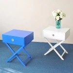 Bedroom Furniture Modern Bed Side Table with MDF Drawer Solid Wood Legs with Painting in Nightstands