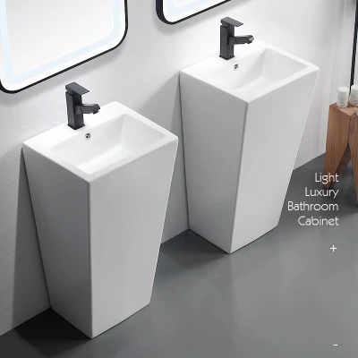 Best Price Floor Standing Pedestal Sink Ceramic Basin, Bathroom Ceramic One Piece Washbasins Bathroom