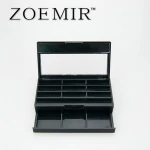 Black empty cosmetics compact case with mirror