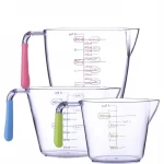 BPA Free 3 Piece Plastic Measuring Cup Set with silicone handle