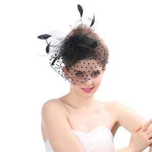 Bride mesh cover face hat wedding formal hat