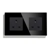 BSEED UK 13A Double Wall Outlet with Crystal Tempered Panel Smart Socket for Home UK Socket