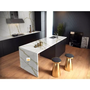 Calacatta Quartz White Grey Patterns Veins For Bathrooms Vanity Tops Countertops