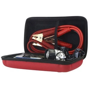 Car Emergency Kit with Soft Case Jumper Cables and LED Headlight, 12 Pieces Set