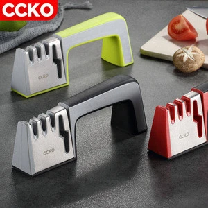 CCKO knife and scissor sharpener handheld manual 4 in 1 kitchen hand held scissor and knife sharpener