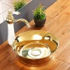 Ceramic golden goose golden rose basin bathroom