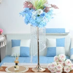 Chandelier Stand Beaded Chain Garland Gold Crystal Tall Vases Table Wedding Flower Ball Chandelier Centerpieces