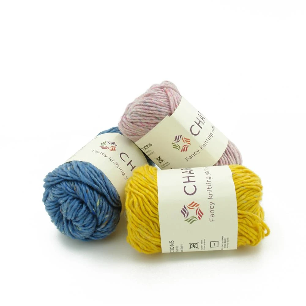 Charmkey new fashion hand knitting yarn polyester acrylic blend yarn melange dot roving yarn