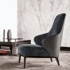 Cheap Modern Designer Living Room Leather Wooden Legs Single Armchair Hotel Lobby Sofa Chair with Ottoman