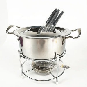 Cheap Stainless steel Fondue pot set Fondue Maker,chocolate fondue set with 6 forks
