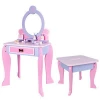 Children wooden simulation dresser for girl princess makeup table makeup jewelry toy set