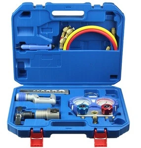 China Factory ATK-4 Refrigeration tool kits flaring tools tube cutter deburring tool and R410A manifold gauge set