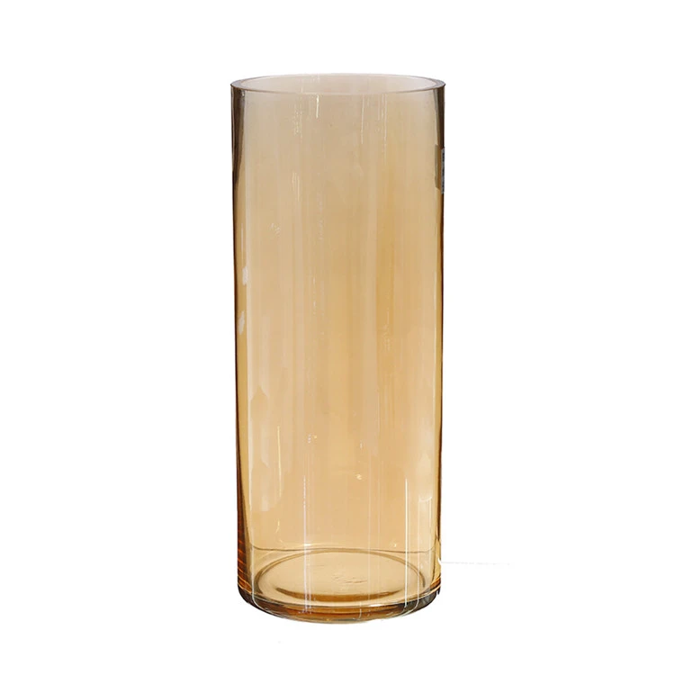 China profession manufacturer simple cylinder tall clear flower glass vase