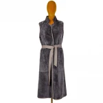 China Supplier popular 100% cashmere skin animal fur clothing, custom real fox fur coat women, long gray fur vest women