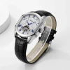 Classic Mens Automatic Watch Skeleton Movement Fashion Leather Strap Mechanical Watches wrist watch parts