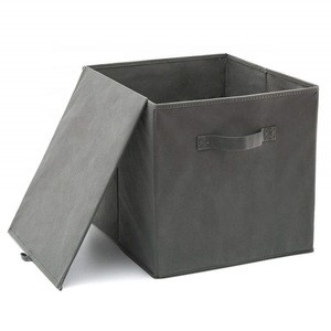 Cloth Organizer Box 16&quot; x 10&quot; x 12&quot; inch Foldable Household Storage Blanket Linen Cube Bin with Lid,PVC Window,Handle