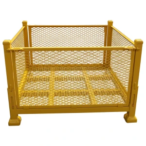 Collapsible transport forklift safety container galvanized storage wire mesh box