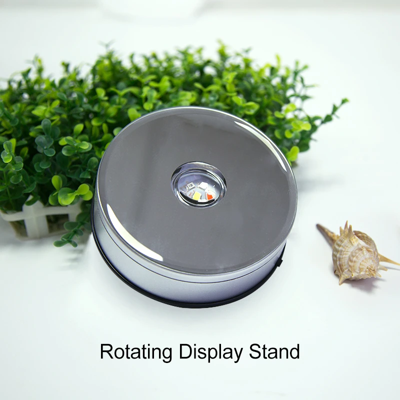 Colorful 12cm Diameter ElectricJewellery Display Stand For Shops LED Display Rotating Turntable