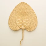 Colorful braided palm leaf fans/ Hand crafted bamboo fan