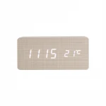 Concise Design Student Table Desk Decoration Fashion Display Temperature Clocks Time Electric Wooden Box Alarm Clock