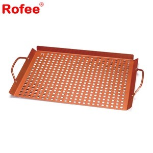 Copper Cookware for BBQ Non-stick Large 17&quot; x 11&quot; Grill Grid with Handles