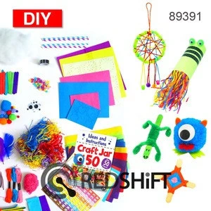 Craft Jar 50 assorted mega giant pack pipe cleaners pompom sewing art and craft kids diy educational toy kit supplies set