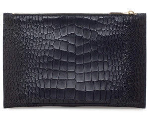 crocodile patent slim pouch bag black leather evening clutch bag