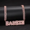 Custom Art Font Zircon Miami Cuban Link Necklace Gold silver color Plated Luxury Copper Micro Paved CZ Cuban Joining Chain