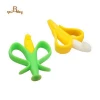Custom Food Grade Banana Toy Infant Training Toothbrush Yellow Silicone Baby Teether