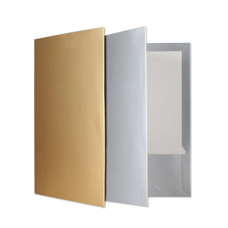 Custom logo A3 kraft paper cardboard file presentation 2 pocket folders with card slot