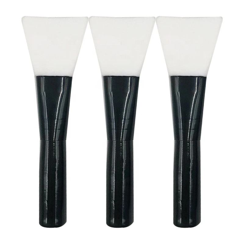 Custom Logo  Black Mini Short Handle Silicon Mask Brush Clay Applicator Makeup Brushes