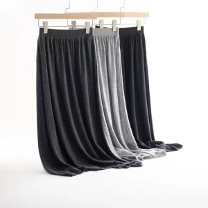 Custom manufacture elastic waist summer and autumn thin breathable womens mid-length causal cashmere knitted dress skirt
