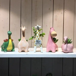 Custom mini vase home decorative desktop cute cartoon ceramics potted artificial plant in vase plastic plant