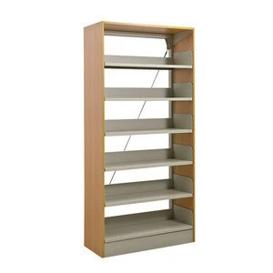 Custom Modern Metal School Library Furniture 5 Shelf Single-Sided Steel Wood Bookcase