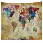 Custom print vintage world map tapestry for wall hanging