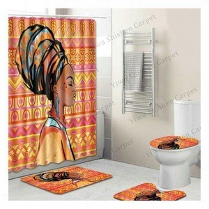 Custom print Waterproof polyester african-american african bathroom bath shower sets