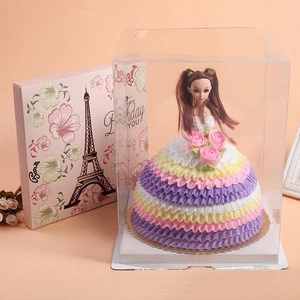 Custom transparent plastic PVC birthday cake box